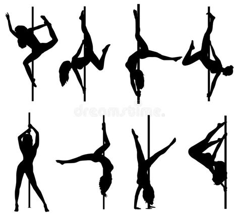 Pole Dance Women Silhouettes Stock Vector Illustration Of Acrobatic