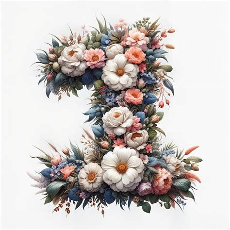 premium photo number   flower elements flower   flower