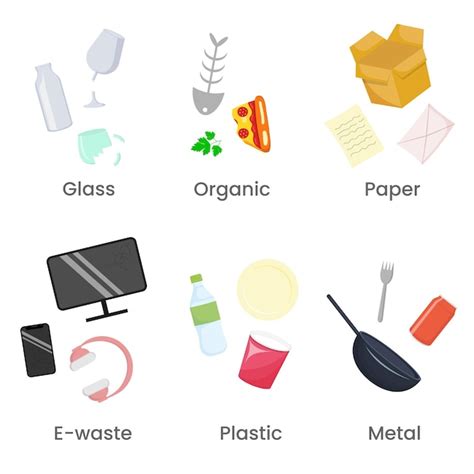 Conjunto De Diferentes Tipos De Residuos Para El Reciclaje Vector