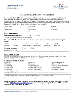 Fillable Online Care For Older Adults Form Providers Fax Email Print