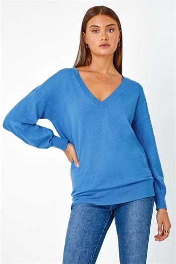 Plain V Neck Stretch Jumper In Green Roman Originals Uk