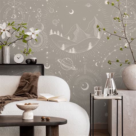 Celestial Mountains Wallpaper / Peel and Stick Wallpaper Removable Wal