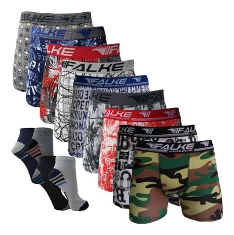 Kit Cuecas Box Boxer Estampadas Pares Meias Frete Gr Tis