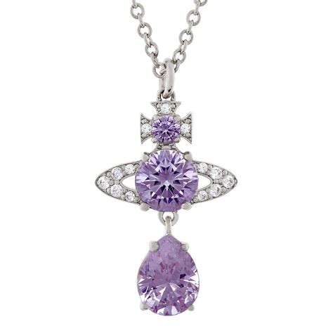 Vivienne Westwood Ismene White Metal Purple Crystal Drop Pendant