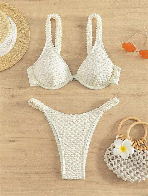 Shein Swim Plain Underwire Bikini Set For Summer Beach Shein Usa