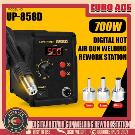 Upspirit Electric In Digtal Lcd Display Smd Soldering Iron Rework Station Hot Air Bga