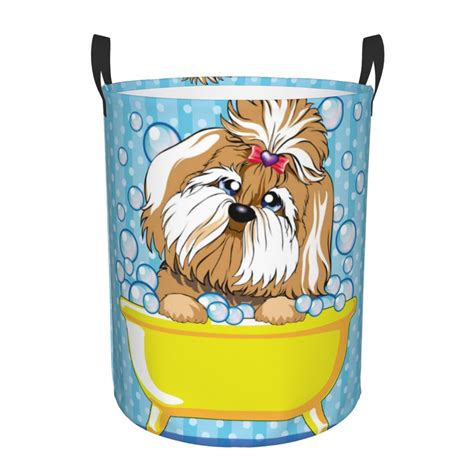 Fotbe Laundry Hamper With Durable Leather Laundry Basket Dog Takes A