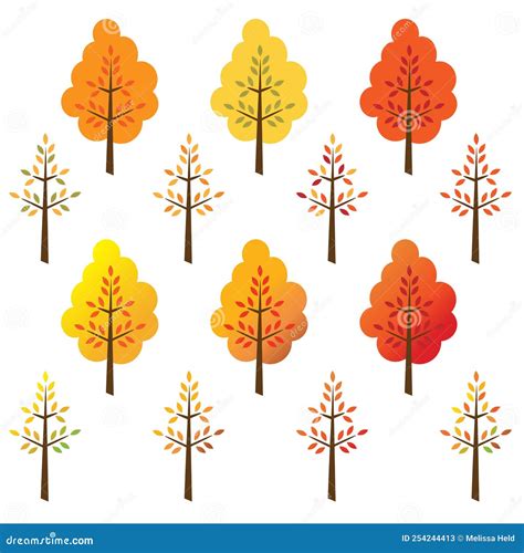 Simple Trees Vector Set With Tall Trees, Short Trees, Evergreens, And