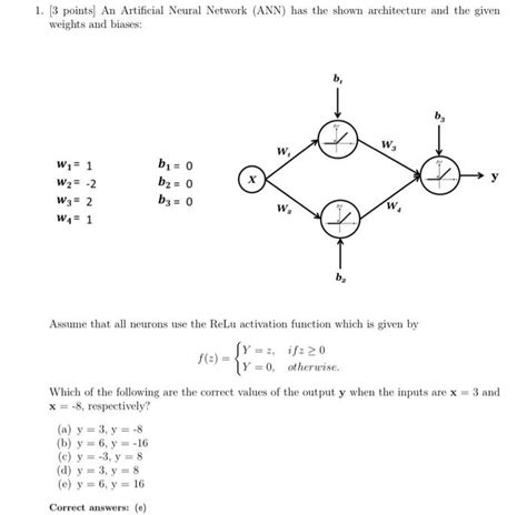 Solved 1. [ 3 points] An Artificial Neural Network (ANN) has | Chegg.com