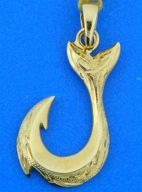 Alamea Hawaiian Fishing Hook 14k Yellow Gold Island Sun Jewelry