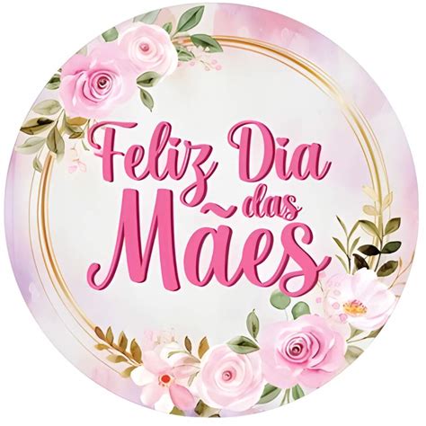 Etiqueta Adesiva Dia das Mães Tema Floral em tons de Rosa e Branco