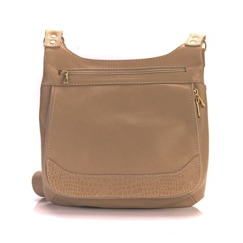 Bolsa De Couro Legítimo Média Bege Nude Pele Divisórias Mustafa Shop
