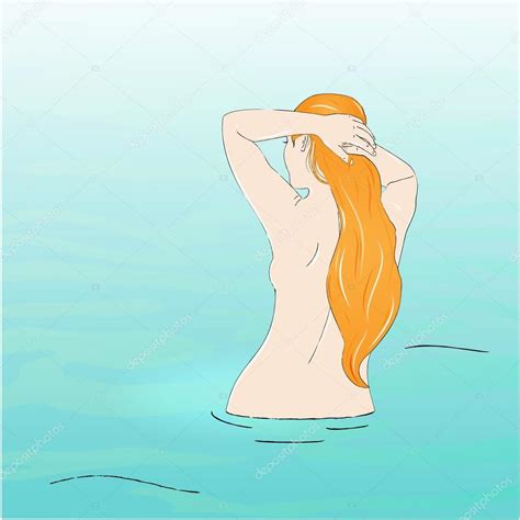 Vector Sketch Of Naked Woman In Water Vector Image By Kiraan Vector Stock 43800775
