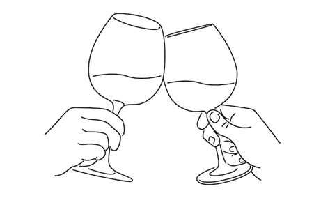 Línea de dos vasos de vino Vector Premium