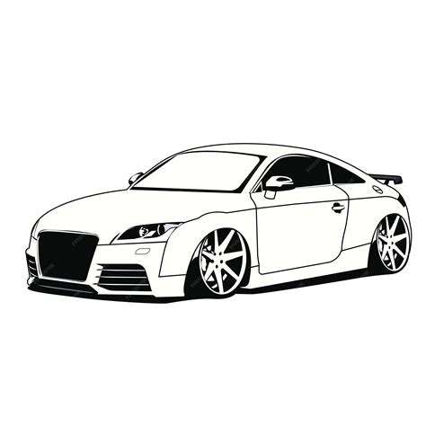 Premium Vector | Audi car black and white illustration vector design