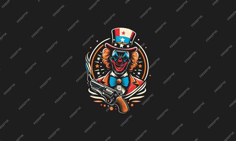 Cabeza De Payaso Con Sombrero De Copa Diseño De Logotipo Vectorial