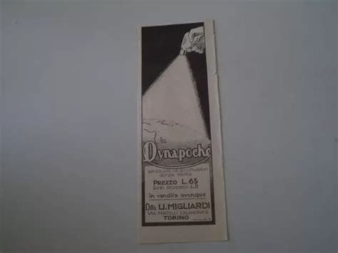 ADVERTISING PUBBLICITÀ 1927 DYNAPOCHE DITTA U MIGLIARDI TORINO VIA