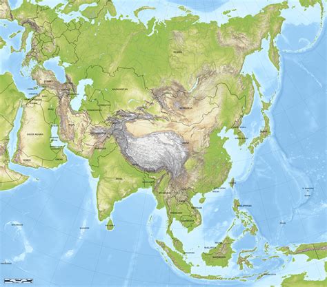 blue green atlas  relief map  asia