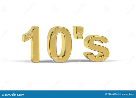 Golden 10`s Number - 10`s Years Marking on White Background Stock ...