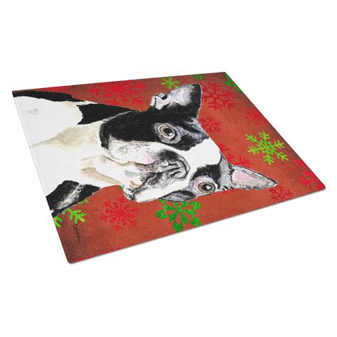 Carolines Treasures SC9400LCB Boston Terrier Red Green Snowflakes