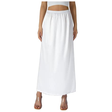 Women Half Slip Soft Satin Half Slip Lace Long Underskirt Half Slips