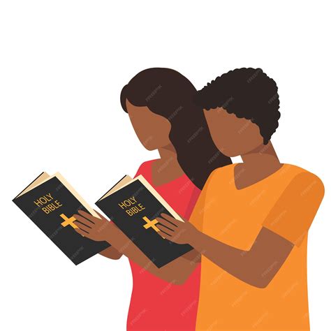 Premium Vector | African American woman and man reading Holy Bible