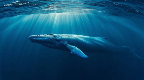 Majestic Blue Whale Swimming in Deep Ocean Waters - Stunning Underwater ...