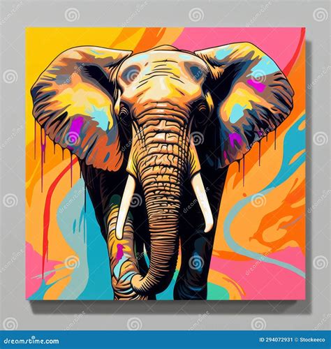 Colorful Pop Art Elephant on Canvas: Graffiti-inspired Animal Painting