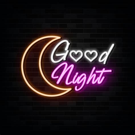 Premium Vector Good Night Neon Sign Design Element Light Banner