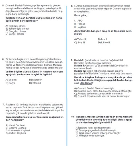 8 Sınıf İnkilap Tarihi 1 Dönem 1 Yazılı Soruları ve Cevapları 2