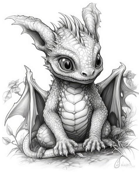 Coloriages De Dragons Pour Enfants Et Adultes Photo Premium