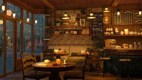 4K Cozy Coffee Shop With Smooth Piano Jazz Music For Relaxing Studying