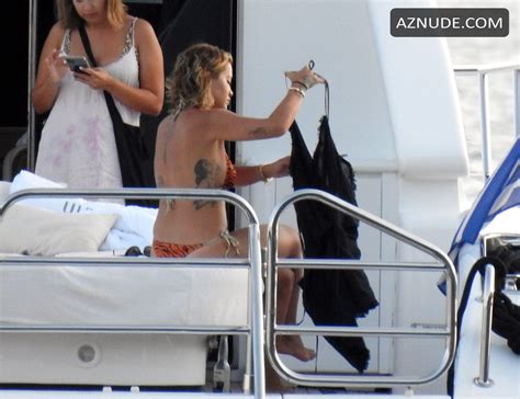 Rita Ora Seen In A Tiger Print Bikini Whilst On A Yacht In Corfu AZNude