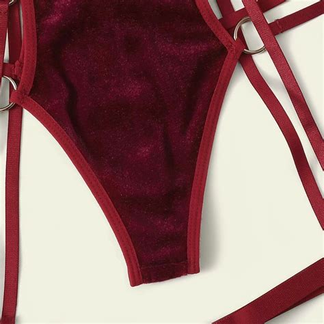 New Product Perspective Golden Velvet Sexy Lingerie Set Threepoint