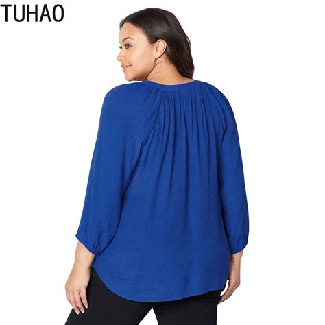 TUHAO, белые, синие блузки для женщин, плюс размер, 5XL, 4XL, 3XL ...