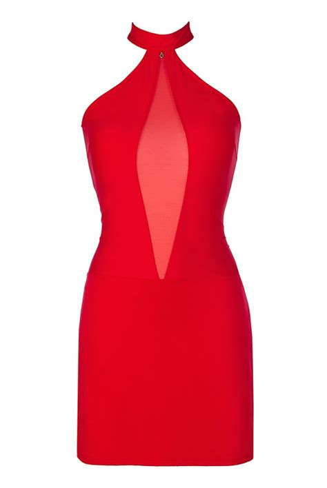 Robe Clubwear Sexy Décolleté Sensuelle En Tulle Rouge