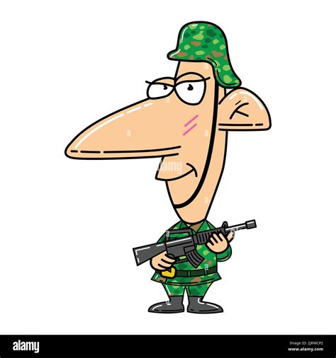 Funny Soldier Cartoon Cartoon Soldat Im Schützengraben Lizenzfrei