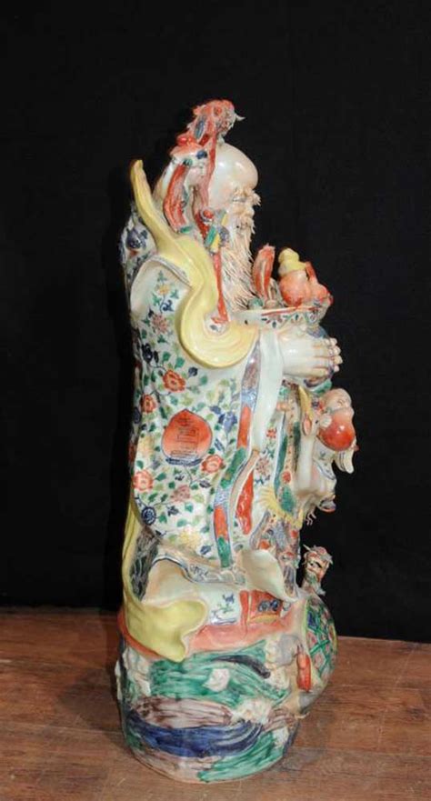 Chinese Qing Porcelain Wise Man Figurine Pottery Statue