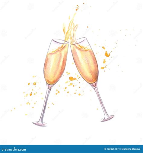 Cheers! Pair of Champagne Glasses Stock Illustration - Illustration of ...