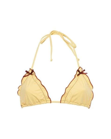 Frankie S Bikinis Tia Ruffled Triangle Bikini Top In Yellow Metallic Lyst