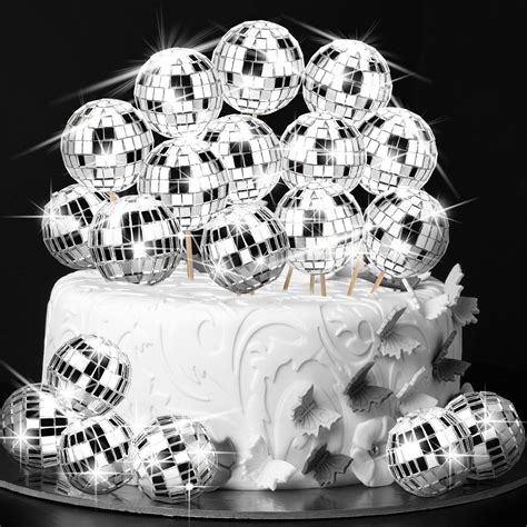 Buy Pieces Cupcake Toppers Silver Disco Ball Cake Toppers