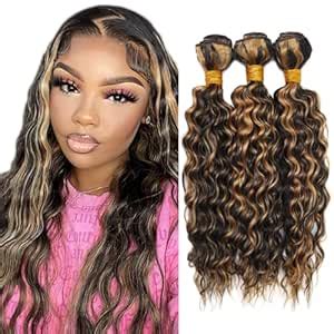 Amazon Seeuiegam P1B 27 Human Hair Bundles Black Mixed With Blonde Deep Wave Bundles
