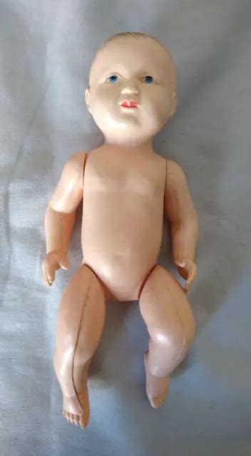 ANCIEN BAIGNEUR POUPEE BEBE SNF CHEVEUX MOULES en celluloïd FRANCE 1950