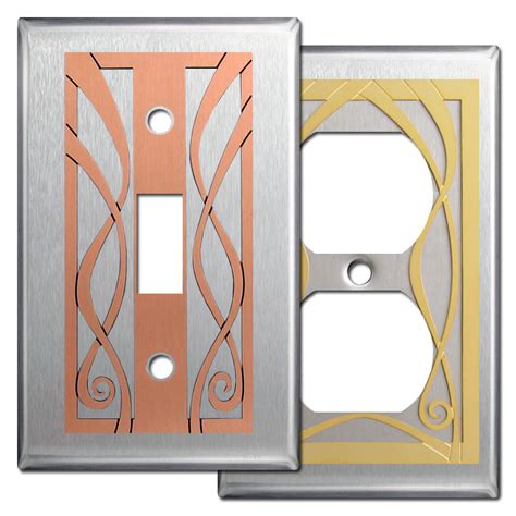 Ribbons Decorative Wall Switch Plates in Stainless Steel