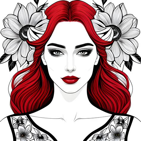 Beautiful Girl Digitally Drawn Poster Black And White Portrait