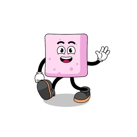 Premium Vector Marshmallow Cartoon Walking Character Design