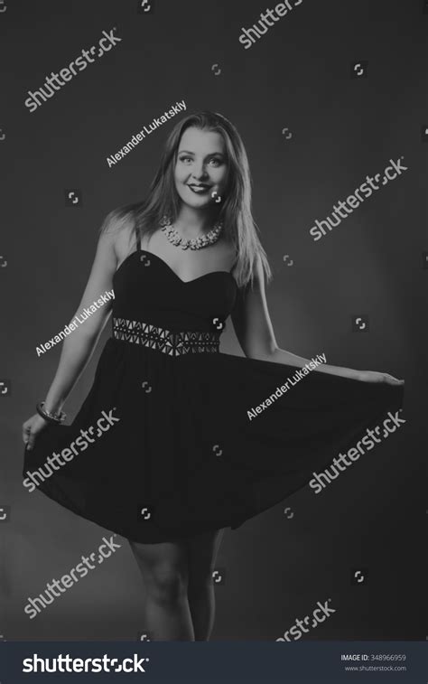 Sexy Brunette Elegant Dress On Dark Stock Photo Edit Now 348966959