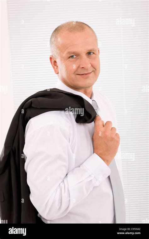 Successful Mature Businessman Professional Portrait Jacket Over