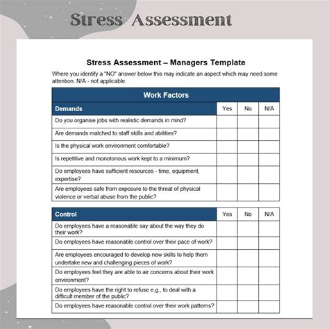 Dual Workplace Stress Assessment Template Pack - Word Format | Employee