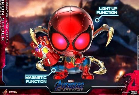 MISB Hot Toys Cosbaby Light Up Magnetic Function Iron Spider Instant Kill Mode Version